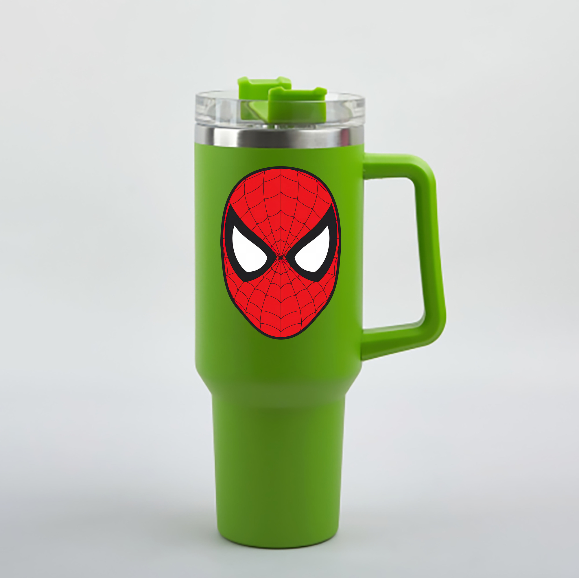 （画像用） Spider Man スパイダーマン 1200mL車用タンブラー - クリスタルステッカー（プラスチックストロー付き）